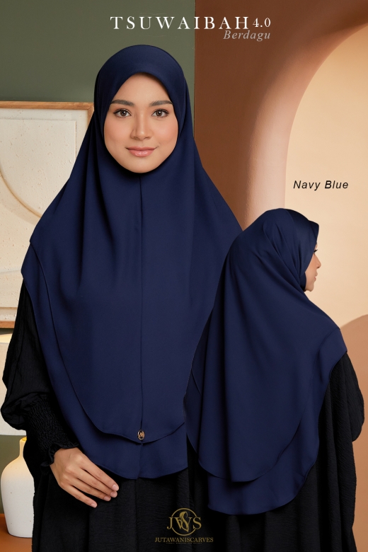 TUDUNG TSUWAIBAH BERDAGU 4.0 NAVY BLUE SAIZ XL